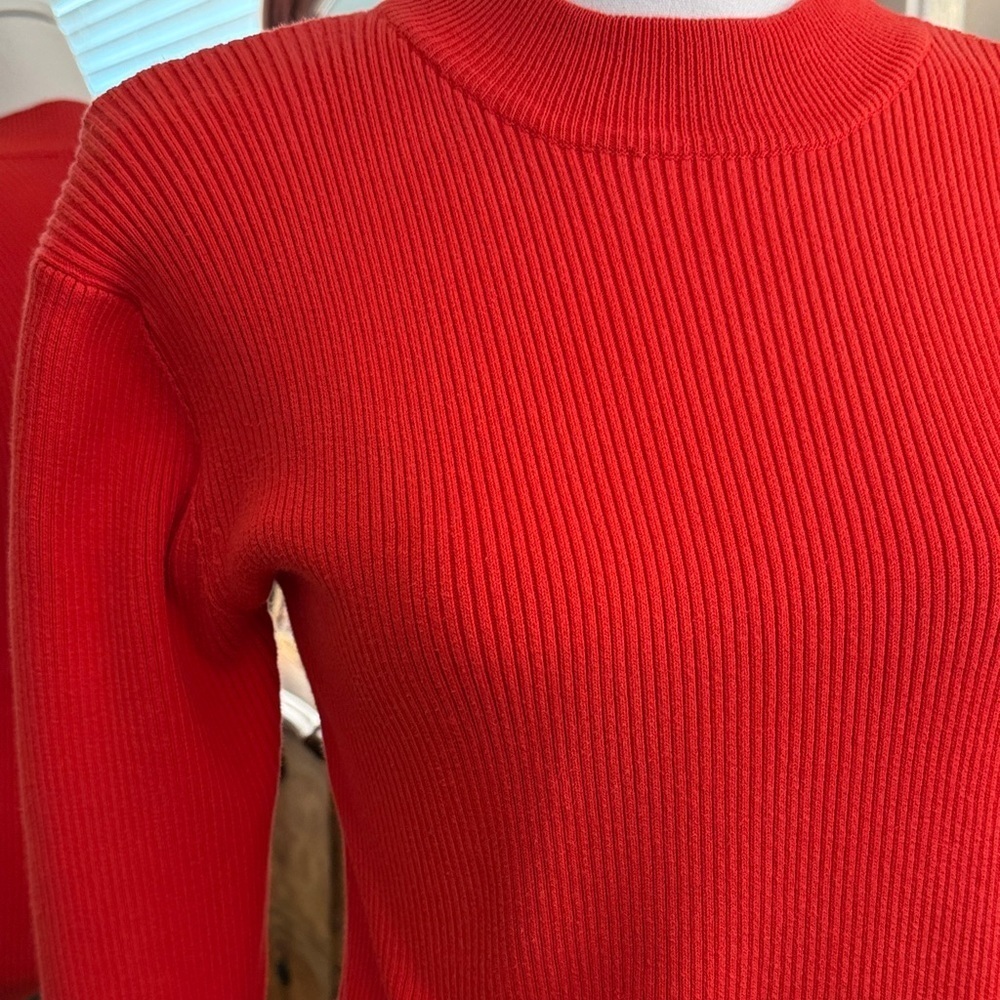 Adrienne Vittadini Vibrant Red Turtleneck Sweater 86% Cotton - Picture 2 of 10